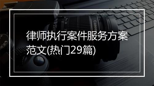 律师执行案件服务方案范文(热门29篇)