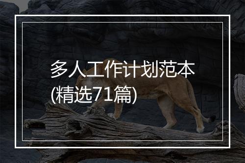 多人工作计划范本(精选71篇)