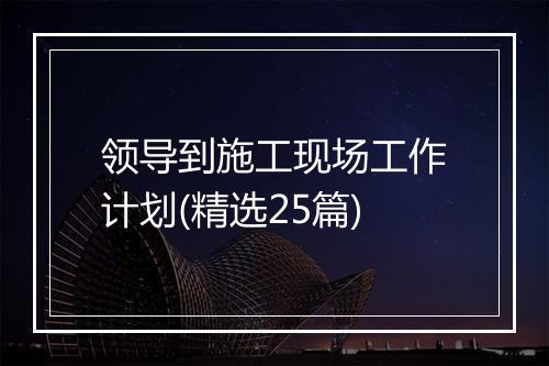 领导到施工现场工作计划(精选25篇)