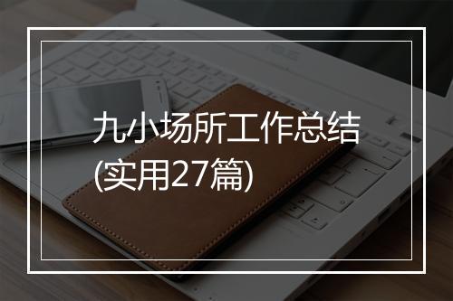 九小场所工作总结(实用27篇)