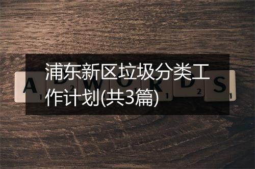 浦东新区垃圾分类工作计划(共3篇)