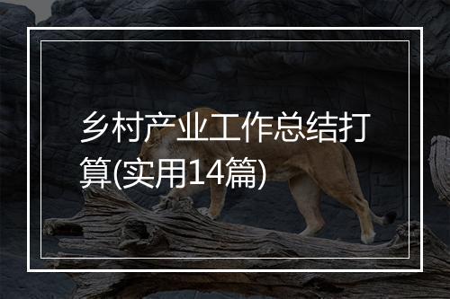 乡村产业工作总结打算(实用14篇)