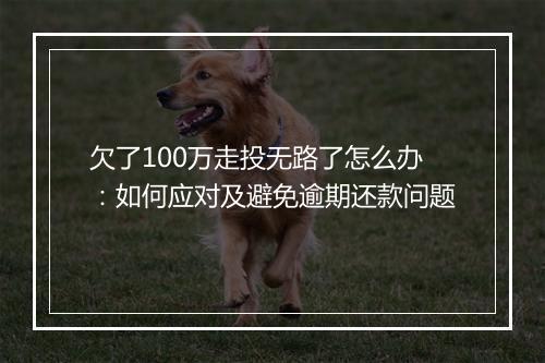 欠了100万走投无路了怎么办：如何应对及避免逾期还款问题