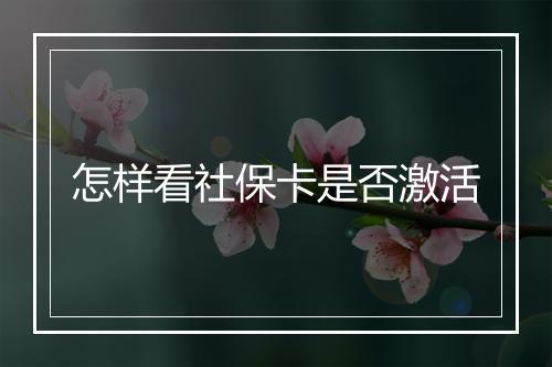 怎样看社保卡是否激活
