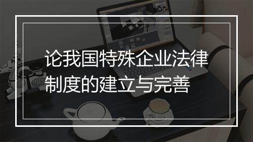 论我国特殊企业法律制度的建立与完善