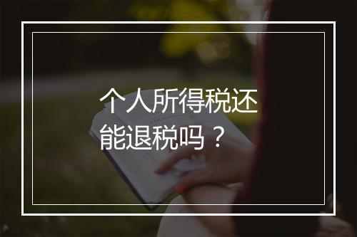 个人所得税还能退税吗？