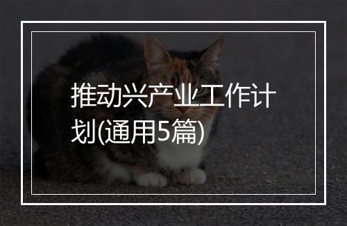 推动兴产业工作计划(通用5篇)
