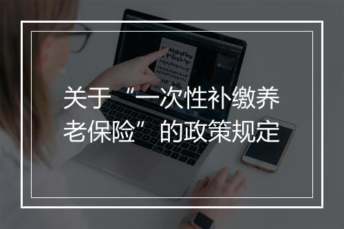 关于“一次性补缴养老保险”的政策规定