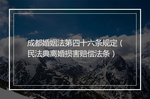 成都婚姻法第四十六条规定（民法典离婚损害赔偿法条）