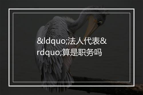 “法人代表”算是职务吗