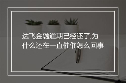 达飞金融逾期已经还了,为什么还在一直催催怎么回事