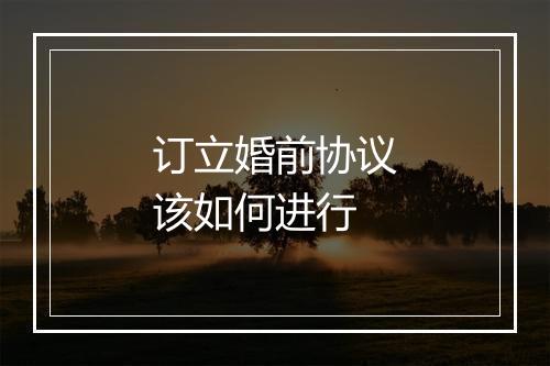 订立婚前协议该如何进行