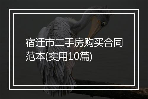 宿迁市二手房购买合同范本(实用10篇)