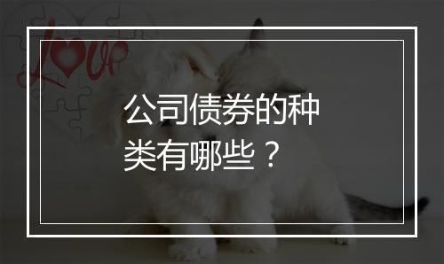 公司债券的种类有哪些？