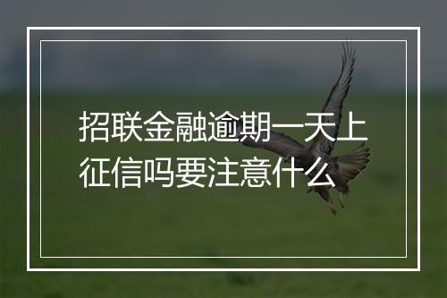 招联金融逾期一天上征信吗要注意什么