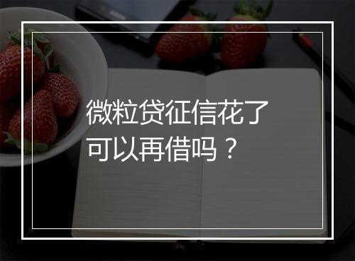 微粒贷征信花了可以再借吗？