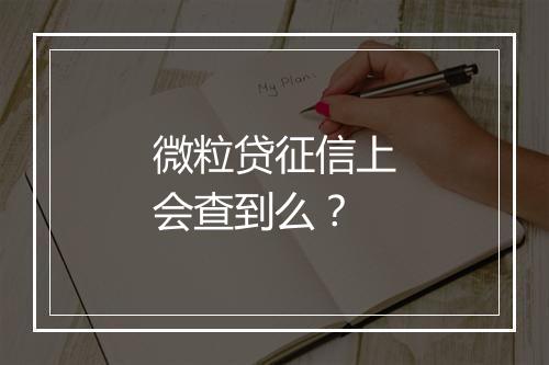 微粒贷征信上会查到么？