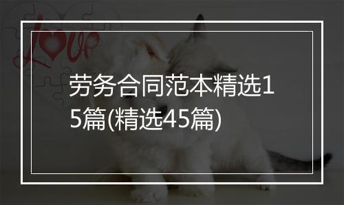 劳务合同范本精选15篇(精选45篇)