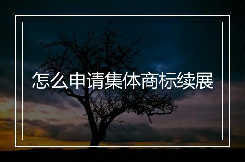 怎么申请集体商标续展