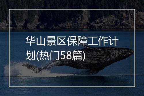 华山景区保障工作计划(热门58篇)