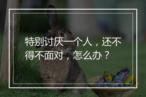 特别讨厌一个人，还不得不面对，怎么办？