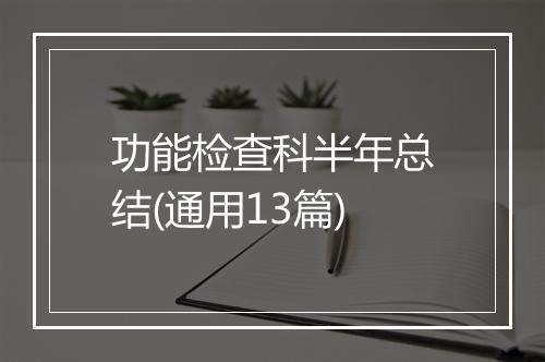 功能检查科半年总结(通用13篇)