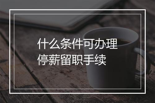 什么条件可办理停薪留职手续