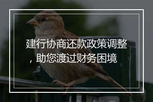 建行协商还款政策调整，助您渡过财务困境