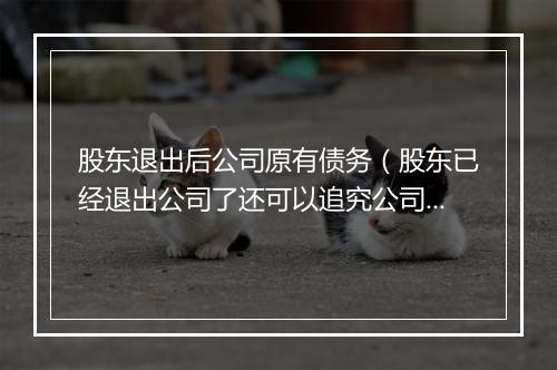 股东退出后公司原有债务（股东已经退出公司了还可以追究公司的责任吗）