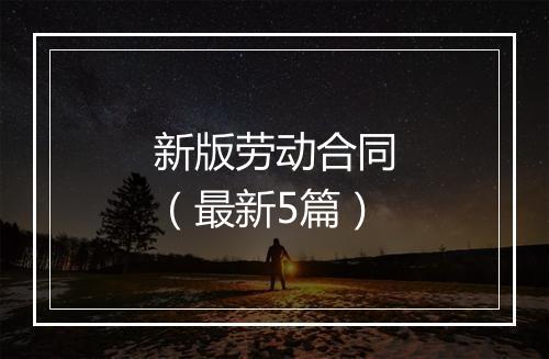 新版劳动合同（最新5篇）