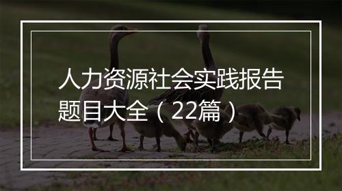 人力资源社会实践报告题目大全（22篇）