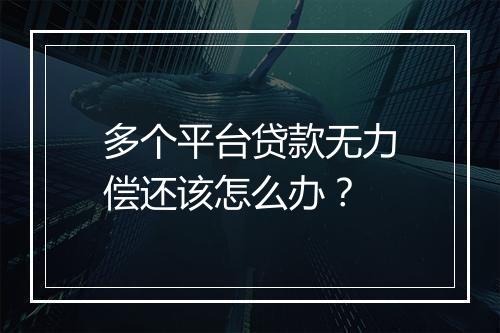 多个平台贷款无力偿还该怎么办？