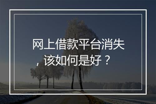 网上借款平台消失，该如何是好？
