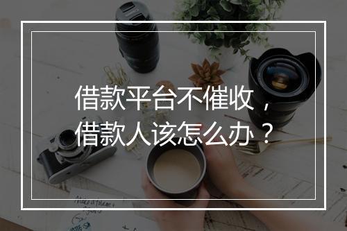 借款平台不催收，借款人该怎么办？