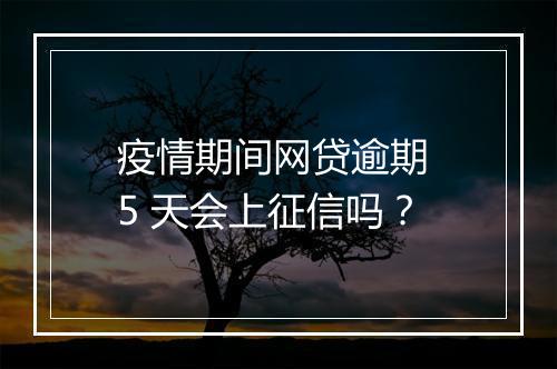 疫情期间网贷逾期 5 天会上征信吗？
