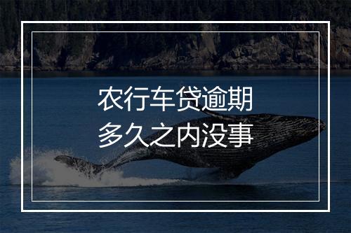 农行车贷逾期多久之内没事