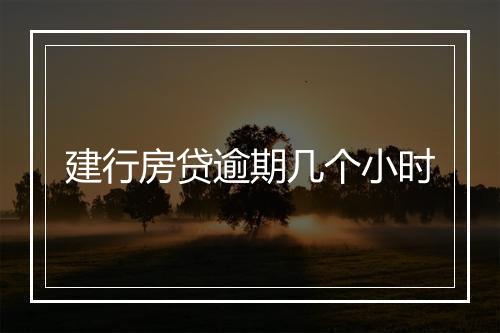 建行房贷逾期几个小时