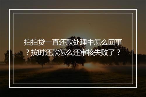 拍拍贷一直还款处理中怎么回事？按时还款怎么还审核失败了？