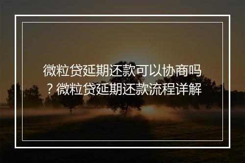 微粒贷延期还款可以协商吗？微粒贷延期还款流程详解