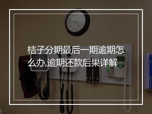 桔子分期最后一期逾期怎么办,逾期还款后果详解