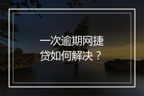 一次逾期网捷贷如何解决？