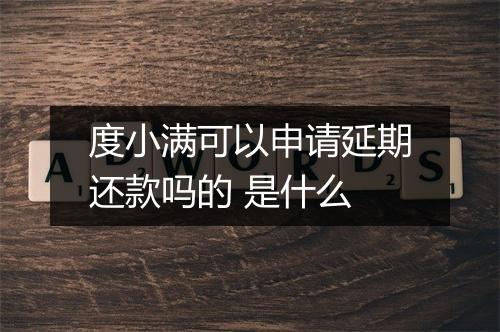 度小满可以申请延期还款吗的 是什么