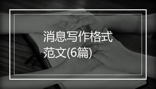 消息写作格式范文(6篇)