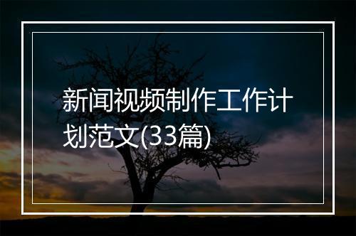 新闻视频制作工作计划范文(33篇)