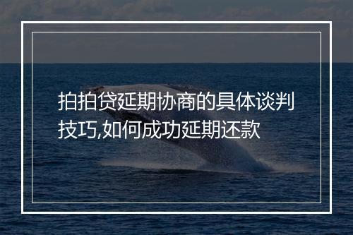 拍拍贷延期协商的具体谈判技巧,如何成功延期还款