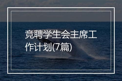 竞聘学生会主席工作计划(7篇)