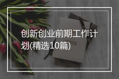 创新创业前期工作计划(精选10篇)