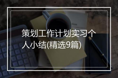 策划工作计划实习个人小结(精选9篇)