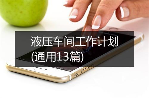 液压车间工作计划(通用13篇)