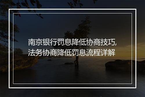 南京银行罚息降低协商技巧,法务协商降低罚息流程详解